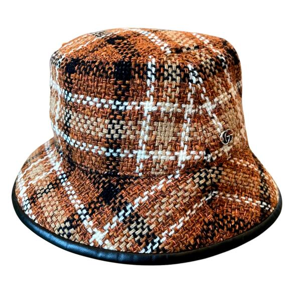 GUCCI GG Elevation Tweed Tartan Bucket Hat Cap 728469 Brown Size Medium NEW main image 5